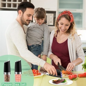 Electric Gravity Salt and Pepper Grinder Set with Adjustable Coarseness Automatic Pepper and Salt <b>Mill</b> Battery Powered Blue LED - Product Image 5