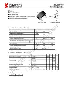 MMBD7000 M5C MMBD7000LT1G MMBD7000-E3-08 MMBD7000-7-F 2 n7000 SOT-23 0.2A 100V doppio diodo di commutazione ad alta velocità - Product Image 3