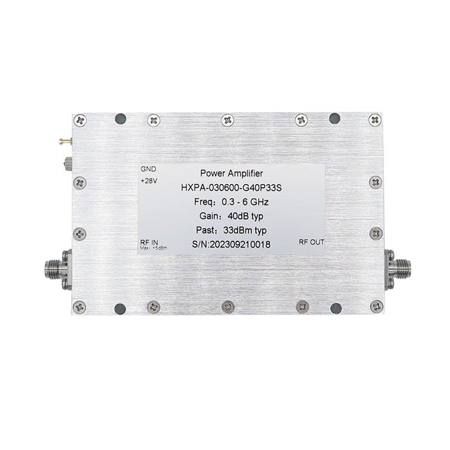 Customizable 2W RF Microwave Broadband Power Amplifier 40dB Gain 0.3-6GHz Soldering Mount Haixin Communications