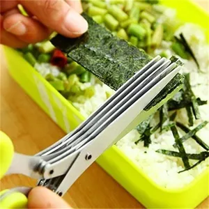 Herb <b>Scissors</b> Stainless Steel 5 Blade <b>Kitchen</b> Shears Household Vegetable Cutter with Cover Multifunctional <b>Kitchen</b> Gadgets - Product Image 4