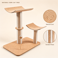 Petit arbre à chat écologique en liège, double colonne, design croissant, griffoir ondulé, style minimaliste moderne pour