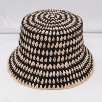 Venta de sombrero de verano encantador a la moda, sombrero Cloche de colores mezclados, sombrero de cubo de paja de rafia de ganchillo para mujer
