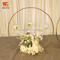 Supports de fleurs de table de mariage détachables à double cercle, cercles en métal doré, centre de table pour la décoration d'événements