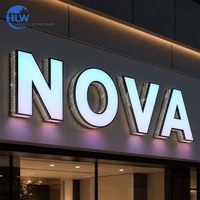 Enseigne lumineuse LED 3D personnalisée avec logo en or brossé rétroéclairé par halo, fabriquée par le fabricant d'origine