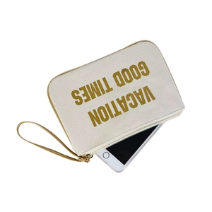 OEM Printed Logo Natural Eco Cosmetic Makeup Gift Biodegradable Recycled Cotton Canvas Travel Zipper <b>Pouch</b> Bag Factory - Product Image 2