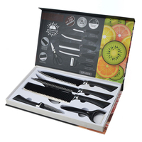 Ensemble de couteaux de cuisine classique 6 pièces avec manche en PP, bloc de couteaux de chef avec boîte cadeau