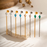 Boucle d'oreille pendante extra longue Maina pour cartilage et hélix, en titane de qualité implant ASTM F136, bijou de piercing pour tragus, tendance pour femme