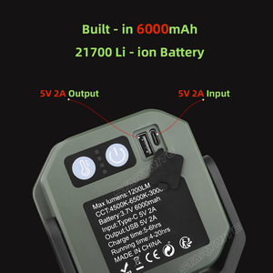<span class=keywords><strong>Lampe</strong></span> de travail rechargeable STARYNITE CRI 90 1400LM, <span class=keywords><strong>batterie</strong></span> 6000mAh 21700, <span class=keywords><strong>lampe</strong></span> LED magnétique <span class=keywords><strong>pour</strong></span> mécanicien, 3 modes de couleur, <span class=keywords><strong>batterie</strong></span> externe - Product Image 4