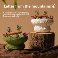 Diffuseur d'encens sans flamme haut de gamme en pierre - Lettres des montagnes, boîte cadeau parfumée désodorisante pour chambre à coucher, durée 90-120 jours