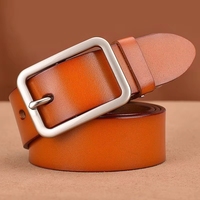 Sabuk Kulit Pria Asli Mewah Model Pin Kasual Kulit Sapi Cummerbunds Ceinture Homme