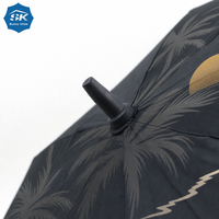 Parapluie de golf de haute qualité à motif feuille de palmier tropicale, imprimé paysage de plage, baleines robustes, idéal souvenir de vacances, commande personnalisée