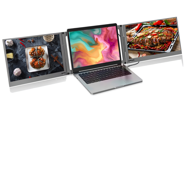 14/15.6 Inch Portable Triple-Folding Dual-Screen Extender Laptop External Display OLED USB 1080P Laptop Expansion Monitor