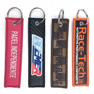 <b>Custom</b> Woven <b>Key</b> Chain Embroidered Black Embroidery <b>Key</b> <b>Ring</b> Aviation Gift Keychains - Product Image 2
