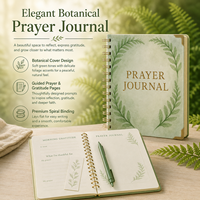 Carnet de Prières Personnalisé à Spirale, Couverture Couronne de Feuilles Vertes, Pages Intérieures Gratitude Matinale avec Dorure à Chaud, OEM ODM Vente en Gros