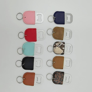 Abrebotellas de cuero PU personalizado llavero colorido abridor de cerveza de vino de acero inoxidable - Product Image 3