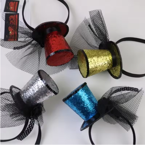 Sombrero tocado Vintage para niños, purpurina exquisita para fiesta de té, disfraz para niños, sombrero de aro de pelo colorido, tocado para <span class=keywords><strong>Halloween</strong></span> - Product Image 2