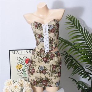 Sexy donna 2 pezzi abiti estivi senza spalline Jacquard corsetto tubicino top + Set gonna - Product Image 5