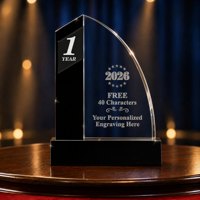 Trophée de reconnaissance en cristal noble gravé et personnalisé pour les employés, cadeau mémorable de l'année