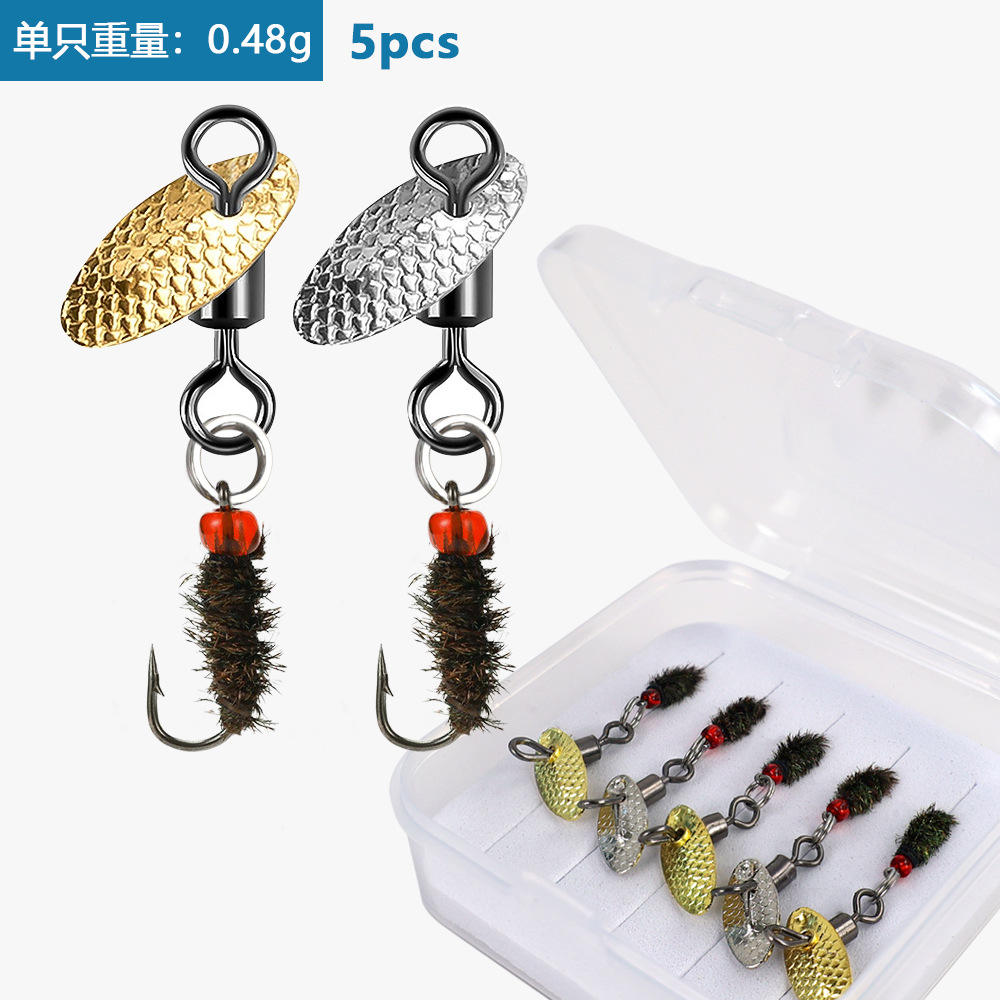 Paquete de 5 anzuelos para moscas.