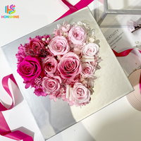 Cadre mural de fleurs préservées en gros, boîte cadeau florale Rose Violette pour la Saint-Valentin, anniversaire, mariage, décoration intérieure, design personnalisé