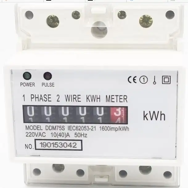 4P Single phase Din rail Energy Meter register Display