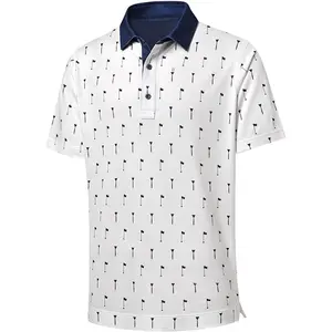 Camiseta de golfe de nylon personalizada uniforme de trabalho camisa de golfe luxuosa de poliéster e elastano mix drink camisa de golfe