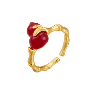 Red Gourd Shaped Open Ring Adjustable Index Finger Fruit Design Fashion Jewelry Gift - Product Image 5
