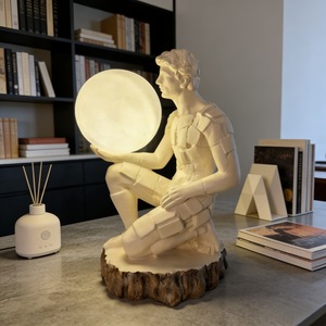 Thinker Figure Art Sculpture Night <b>Light</b> Warm White <b>LED</b> <b>USB</b> Powered Tap Control Desk Ornament for Living Room Office Study - Product Image 2