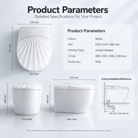 WC intelligent couleur or champagne avec bidet, chasse d'eau automatique, capteur au pied, siège chauffant, séchoir à air chaud, télécommande et écran LED