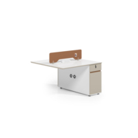 Bureau professionnel convertible et durable avec rangement latéral intégré, finition importée en MDF E1, joint PVC 2 mm, pour personnel