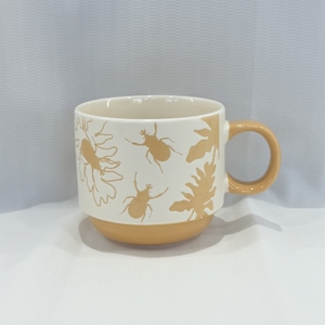 Nouvelle Tasse en Céramique à Motif d'Insectes, Design Thème Nature, Couleurs Vert et Jaune, Prix Réduit - Product Image 5