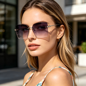Nuovi Occhiali da Sole Senza Montatura in Metallo Oversize con Protezione UV400 Unisex, Classici e alla Moda, Disponibili in Vari Colori - Product Image 2