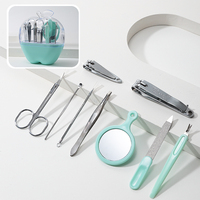 LMLTOP Ensemble de manucure et pédicure en forme de pomme 9 pièces F0130 Logo personnalisé Voyage Coupe-ongles Lime Ciseaux à cuticules
