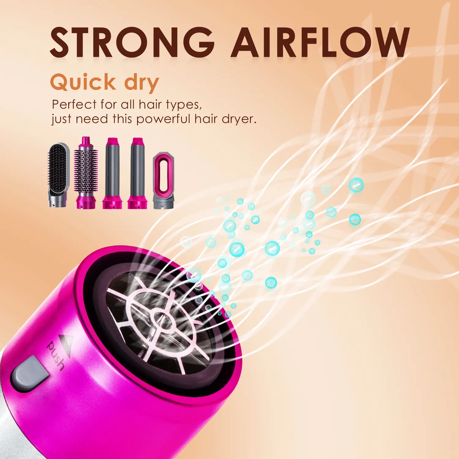 Sèche-cheveux et volumateur à Air Styler 5 en 1 avec étui en cuir, une seule étape, brosse sèche-cheveux pour friser, sécher et lisser