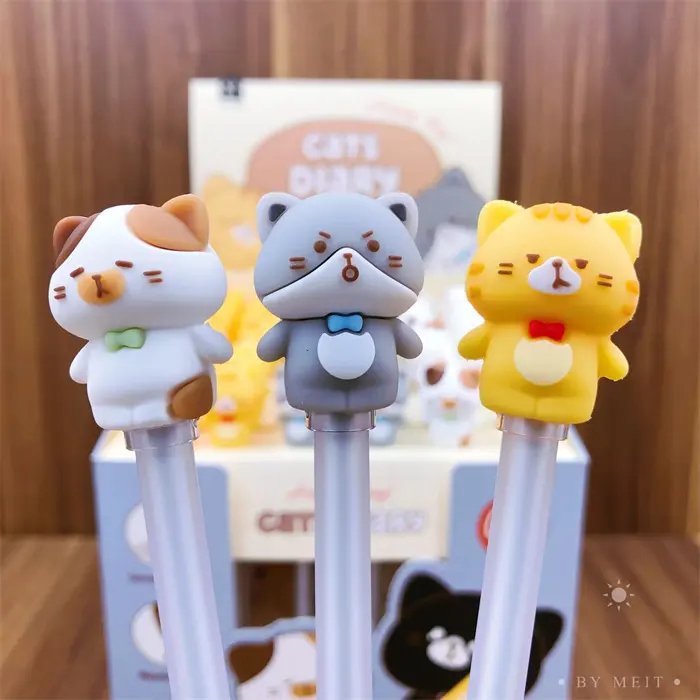 Vendita calda 2024 giapponese alla moda regali di ufficio scuola set di novità multi colore in plastica kawaii gatto penne per la scrittura