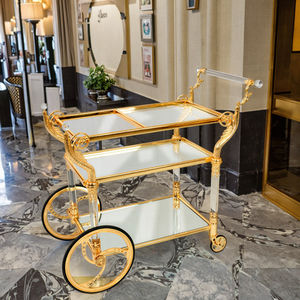 मध्ययुगीन विंटेज होटल ट्रॉली रेस्तरां परिवार डाइनिंग कार कॉपर ट्रॉली लक्जरी गोल्डन सेवारत कार्ट्स - Product Image 4