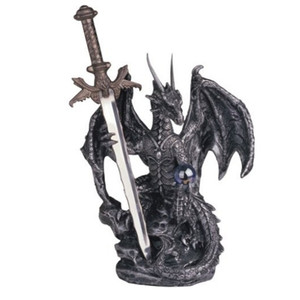 Figurines de collection de dragons en polyrésine/résine avec épée, décoration fantastique de collection - Product Image 1