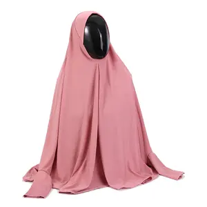 Мгновенная мусульманская футболка из Жоржетта шифоновое очень длинное платье хиджаб шарф с рукавами
