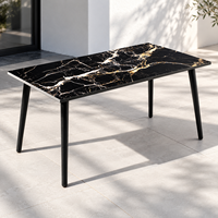 Table compacte en stratifié HPL avec pieds en métal, plateau en HPL imitation bois imperméable