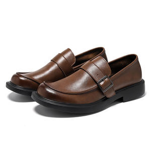 Chaussures en cuir décontractées pour hommes 2025 nouvelles chaussures habillées d'affaires Style britannique et américain chaussures de bureau plates en cuir souple - Product Image 3