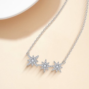 Élégant 3 étoiles Zircon pendentif collier en argent Sterling 925 étincelant étoile Design mode bijoux cadeau pour les femmes pour les mariages - Product Image 2