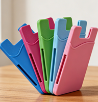 Porte-cartes de téléphone en silicone d'usine, pochette autocollante 3M, logo personnalisé, porte-cartes de crédit, porte-cartes d'identité, cadeaux promotionnels d'affaires