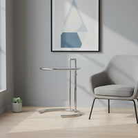 Table d'angle réglable en hauteur, personnalisable, en acier inoxydable et verre trempé, mobilier moderne minimaliste de luxe léger pour salon et hôtel