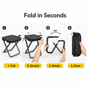 Tabouret pliant léger et portable en Oxford et <span class=keywords><strong>acier</strong></span> au carbone, mobilier d'extérieur pratique, chaise de jardin pliable pour la pêche - Product Image 4