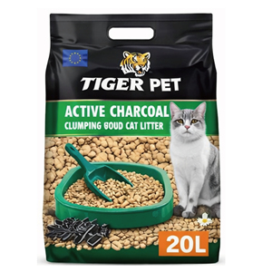 Litière agglomérante pour chat Tiger Pet Factory <span class=keywords><strong>20L</strong></span>, granulés naturels, écologique, contrôle des odeurs, faible teneur en poussière - Product Image 1