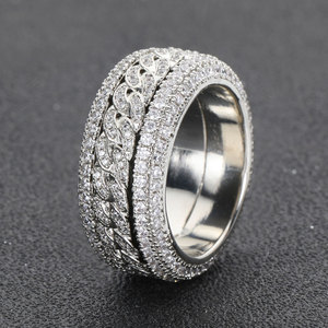 NUOYA Iced Out Bling Cz Spinner Anel Cubano Hip Hop Banhado A Ouro Anel De Diamante Mulheres - Product Image 3
