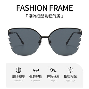 Women's Asymmetric Sunglasses UV400 PC Lens Fashionable <b>Large</b> <b>Frame</b> European Style Fishing Trip Outfits - Product Image 5