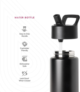 Bouteille isotherme de voyage 14 oz avec couvercle et paille, <span class=keywords><strong>tasse</strong></span> à café anti-fuite réutilisable en acier inoxydable - Product Image 1