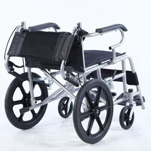 Fauteuil roulant manuel pliable, léger et portable, avec siège et dossier en maille noire pour une utilisation en extérieur - Product Image 2