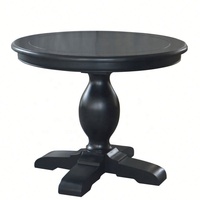 Table à manger sur piédestal en bois massif de chêne naturel vintage français D175-120, 120x120x78cm, design traditionnel pour salle à manger